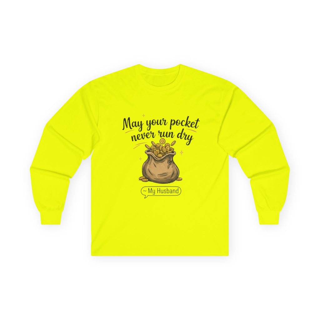 Funny Gift for Husband Long Sleeve Tee, Anniversary Gift, Pocket Humor Tee, Unisex Cotton Shirt, Husband Birthday Gift