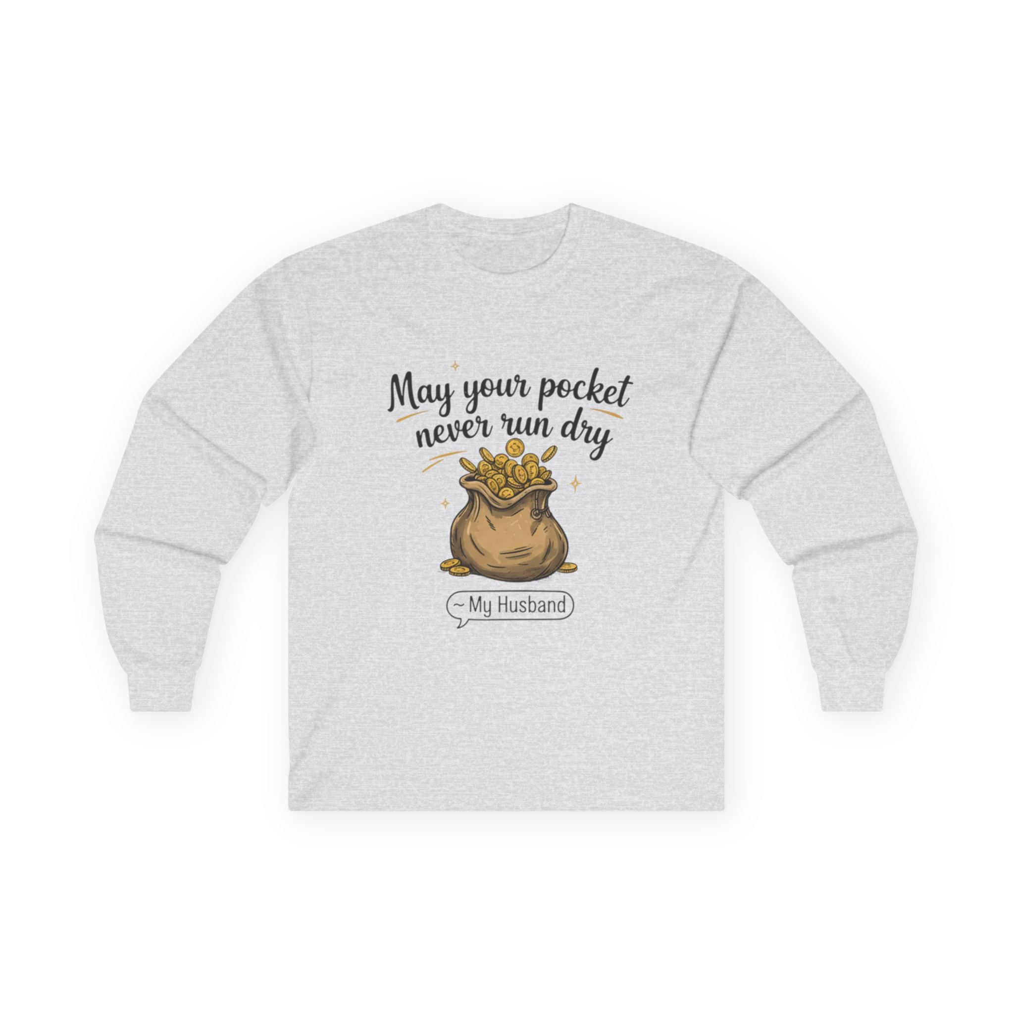 Funny Gift for Husband Long Sleeve Tee, Anniversary Gift, Pocket Humor Tee, Unisex Cotton Shirt, Husband Birthday Gift